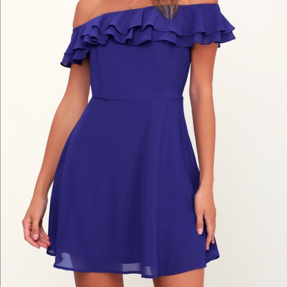 NWT Lulu Blue Off the shoulder dress
